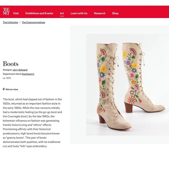 💫STUNNING RARE 60s 70s Enosis Greece Jerry Edouard Embroidered Black Gogo Boots - Picture 15 of 15